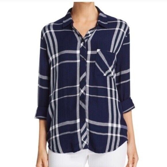 Rails Hunter Night Forest Plaid Shirt Women’s Small Green Blue Long Sleeve - Picture 1 of 13